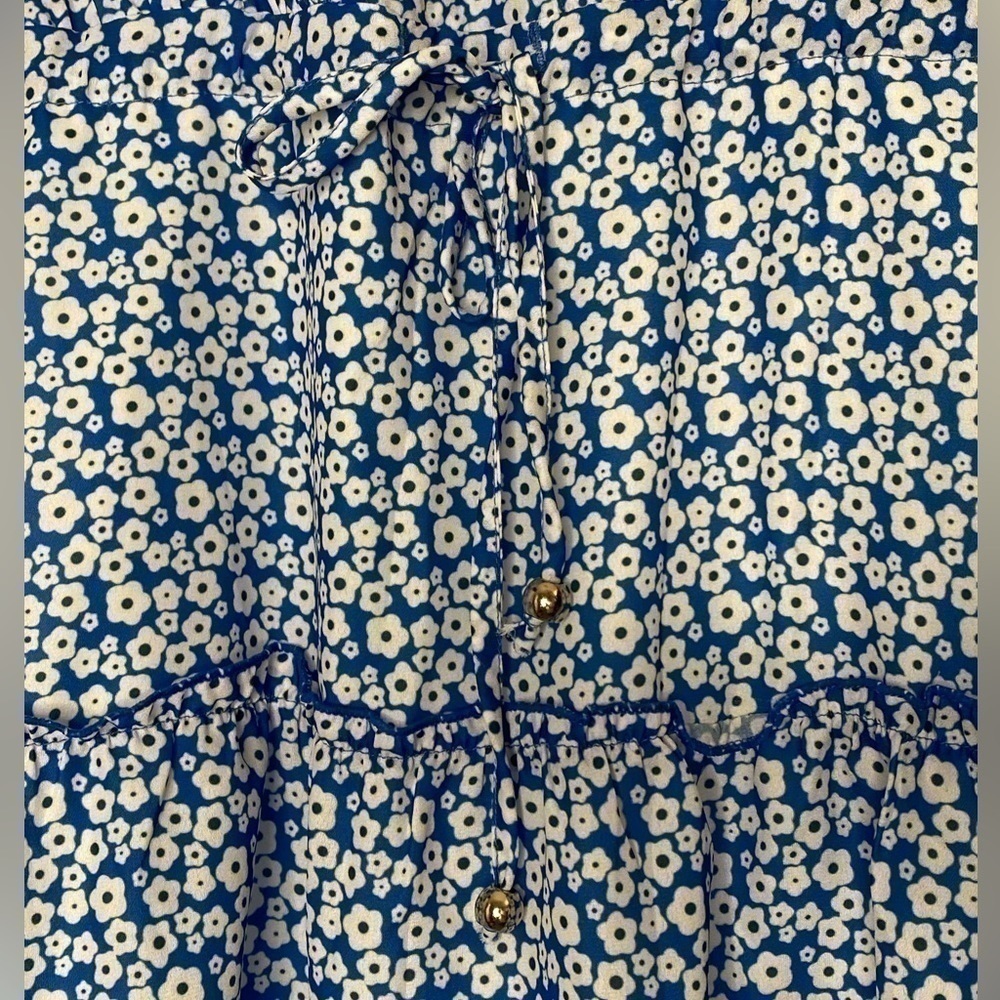 EURAMERICAN FLORAL PRINT SUMMER DRESS FLOUNCY EDGE SIZE MEDIUM - Picture 10 of 12